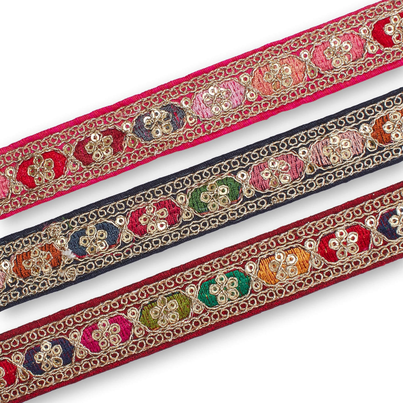 0 75 Inch Floral Geometric Rhinestone Beaded Corded Lace Trim Group