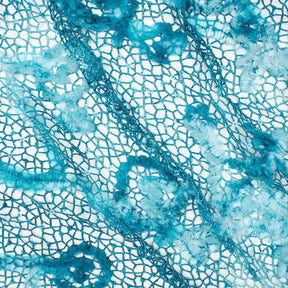 Chemical Mesh Lace Ribbon Embroidery Fabric SV576088 Teal 1