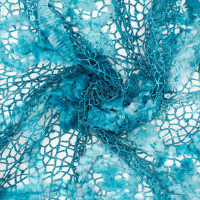 Chemical Mesh Lace Ribbon Embroidery Fabric SV576088 Teal 2