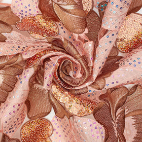 Hibiscus Floral Sequin Embroidery On Mesh Fabric SV580984 2