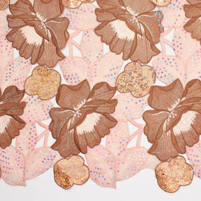 Hibiscus Floral Sequin Embroidery On Mesh Fabric SV580984 4