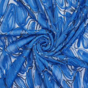Mesh Ribbon Rosette On Sequined Mesh Fabric SV581576 2