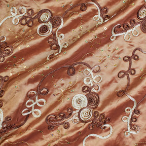 Floral Swirl Sequin Embroidery On Taffeta Fabric SV581788 1