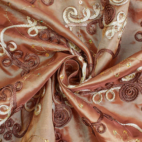 Floral Swirl Sequin Embroidery On Taffeta Fabric SV581788 2