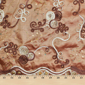 Floral Swirl Sequin Embroidery On Taffeta Fabric SV581788 3
