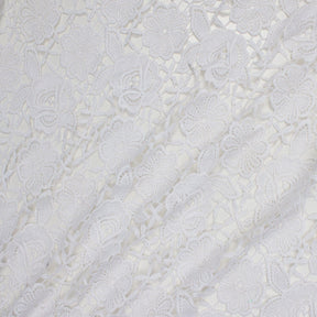 Daisy Floral Guipure French Venice Lace Fabric SV581054 White 1