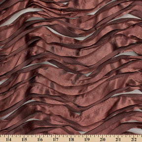Striped Ruffle Satin On Mesh Fabric SV580995 3