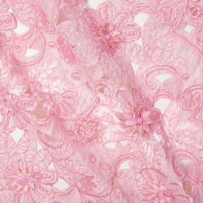 Pink Floral Embroidery On Organza Fabric SV580942 1