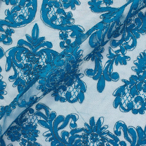 Empire Corded Lace On Mesh Fabric SV576334 Teal 1