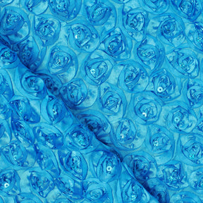 Turquoise Sequins Rosette Fabric SV581006 1