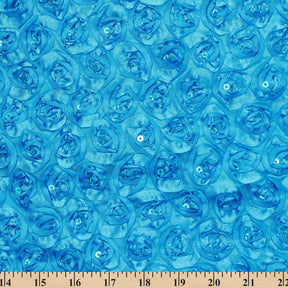 Turquoise Sequins Rosette Fabric SV581006 3
