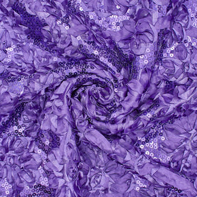 Purple Ribbon Sequins Rosette On Satin Fabric SV576819 2