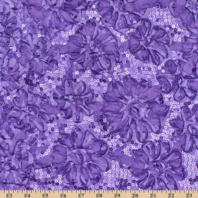 Purple Ribbon Sequins Rosette On Satin Fabric SV576819 3