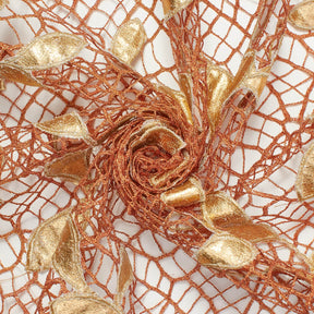 Gold Foil Vine On Orange Lace Fabric SV580933 2
