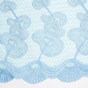 Turquoise Corded Rings Sequins Embroidery Chemical Mesh Fabric SV576360 3