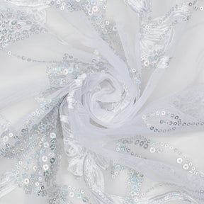 Embroidered Floral Ribbon And Sequins On Mesh Fabric Group