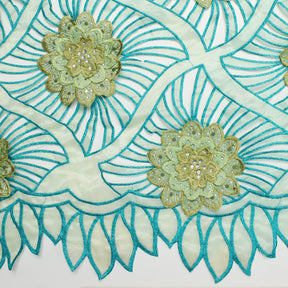 Sage Green Beaded Embroidery Corded Organza Fabric SV581249 2