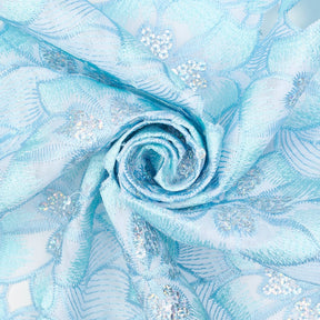 Sequined Floral Embroidery On Double Voile Fabric SV581642 3