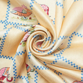 Checkered Animal Print Charmeuse Satin Geometric Jacquard Fabric SV581942 Ivory / Gold 2