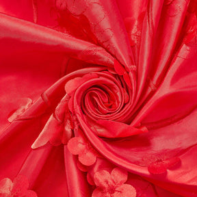 Red Daisy Ribbon Patch Embroidery On Taffeta Fabric SV576220 2