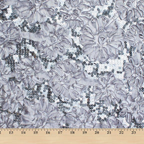 Ribbon Sequins Rosette On Satin Fabric SV581791 3