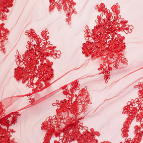 Lux Beaded Bridal Lace Fabric SV577500 Red 1