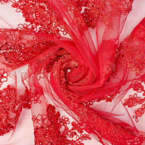 Lux Beaded Bridal Lace Fabric SV577500 Red 3