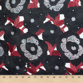 Floral Organza Embroidery Lace With Sequins Fabric SV576458 Black 4