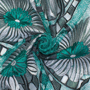 Sunflower Patch Embroidered Chemical Lace Fabric SV576227 3