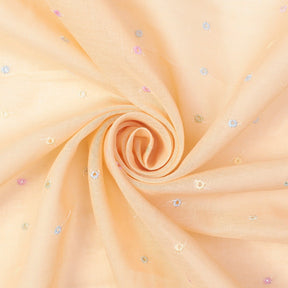Dotted Floral Embroidery On Voile Fabric SV581977 Peach 2