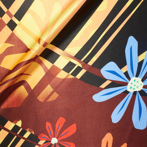 Modern Abstract Striped Floral Printed Polyester Charmeuse Satin Fabric SV582014 1