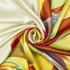 Abstract Floral Leaf W Geometric Shapes On Printed Charmeuse Satin Fabric SV581697 2