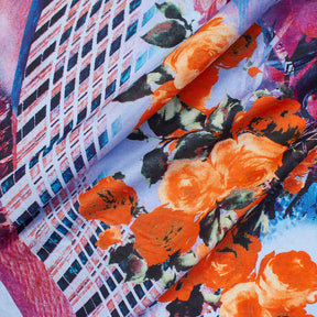Abstract Geometric Floral Printed Cotton Broadcloth Fabric SV581748 1