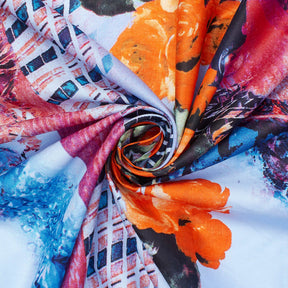 Abstract Geometric Floral Printed Cotton Broadcloth Fabric SV581748 2