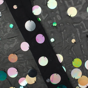 Multicolor Holographic Paillette Sequin On Mesh Fabric SV580992 Black / Multi 1