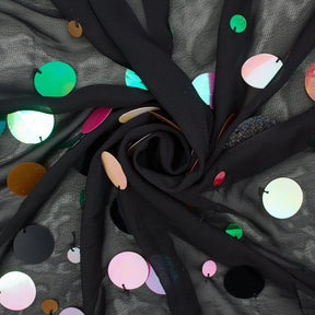 Multicolor Holographic Paillette Sequin On Mesh Fabric SV580992 Black / Multi 2