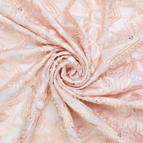 Daisy Beaded Eyelet Embroidery On Voile Fabric SV581577 3