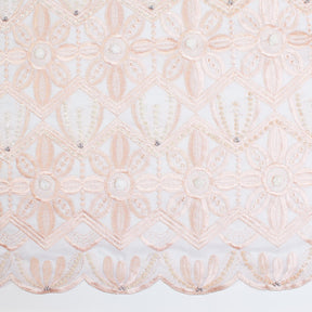 Daisy Beaded Eyelet Embroidery On Voile Fabric SV581577 2