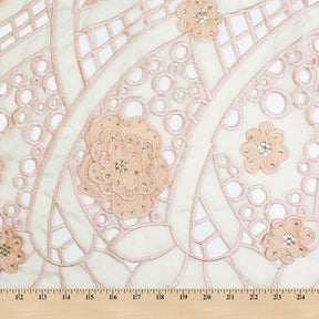 Peach Embroidery Organza Lace With Sequins Fabric SV574073 4