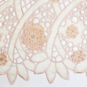 Peach Embroidery Organza Lace With Sequins Fabric SV574073 2