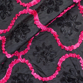 Fuchsia Ogee Black Rosette Fabric SV575726 1