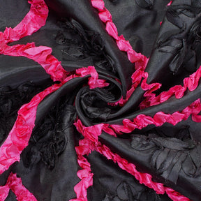 Fuchsia Ogee Black Rosette Fabric SV575726 2