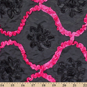 Fuchsia Ogee Black Rosette Fabric SV575726 3