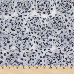 Polka Dot Rosette On Mesh Fabric SV581059 White / Black 3