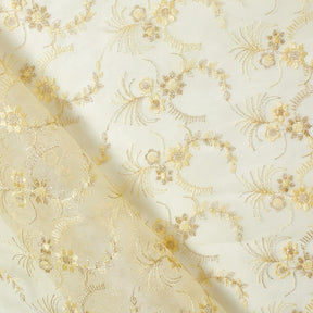 Metallic Floral Vine Embroidery On Mesh Fabric SV581940 1