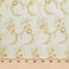 Metallic Floral Vine Embroidery On Mesh Fabric SV581940 3