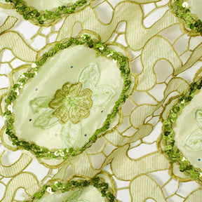 Olive Daffodil Lace With Sequins Fabric SV576048 1