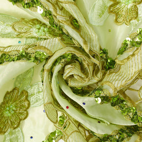Olive Daffodil Lace With Sequins Fabric SV576048 3