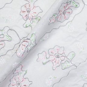 Beaded Floral Embroidery On Two Yarn Linen Fabric SV581214 1