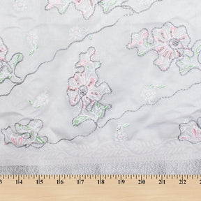 Beaded Floral Embroidery On Two Yarn Linen Fabric SV581214 4